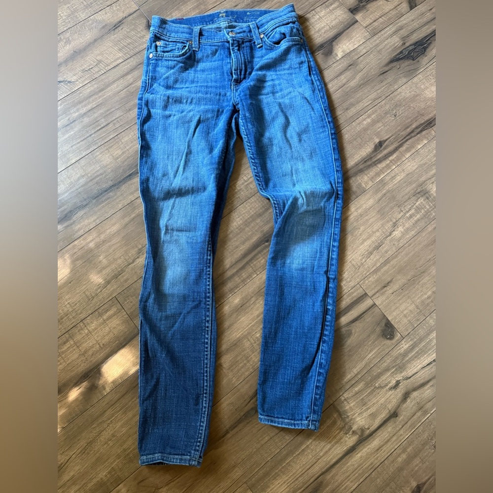 7 For All Mankind Women's Blue Skinny Jeans